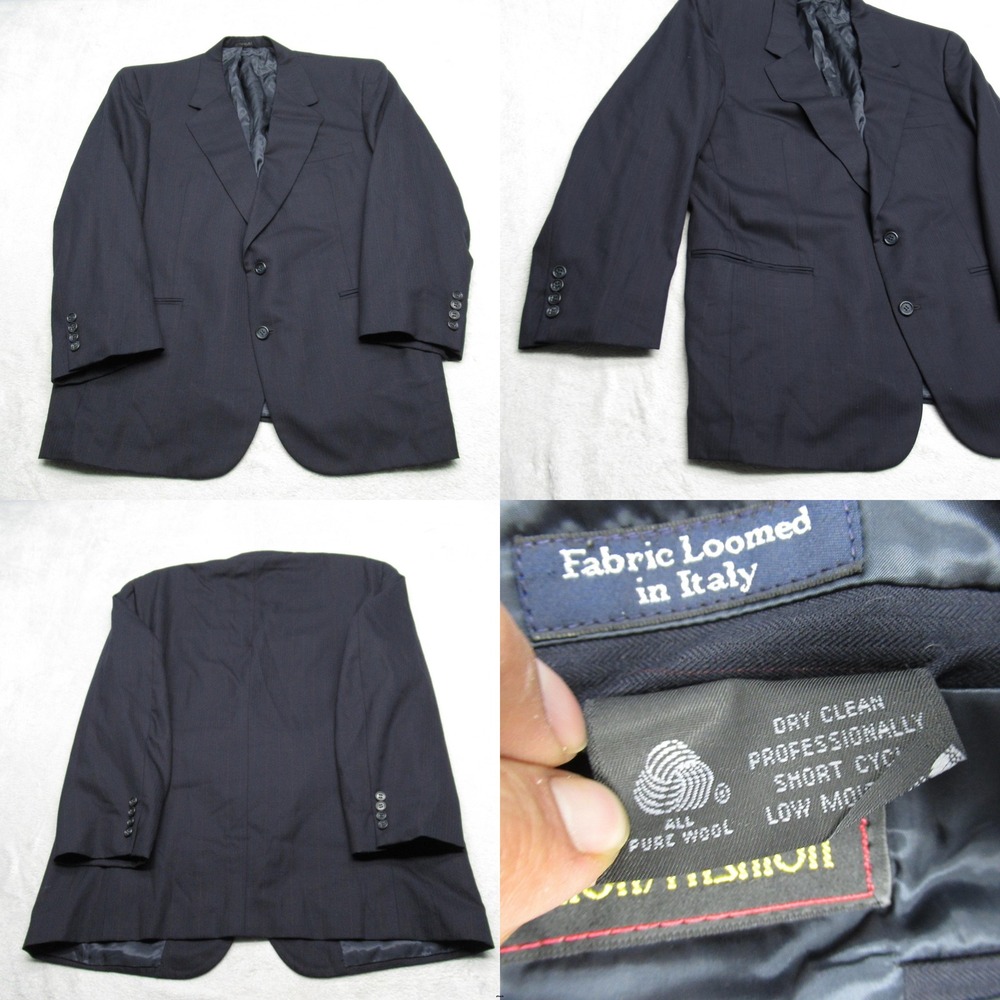 Vintage Burberrys Wool Blazer Men 44R Blue Pinstriped Sport Coat Made In‎ USA